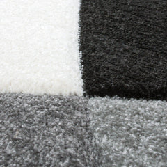 Area Rug Madeira Abstract Curved Pattern - Black White