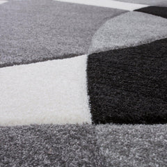 Area Rug Madeira Abstract Curved Pattern - Black White