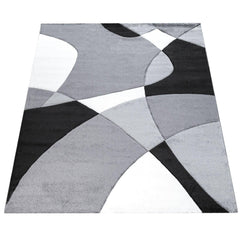 Area Rug Madeira Abstract Curved Pattern - Black White