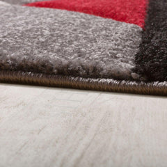 Area Rug Madeira Abstract Curved Pattern - Grey Red